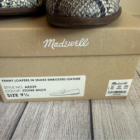 MADEWELL The Alex Loafer In Snake Embossed Leather 9.5 NIB - Picture 5 of 8